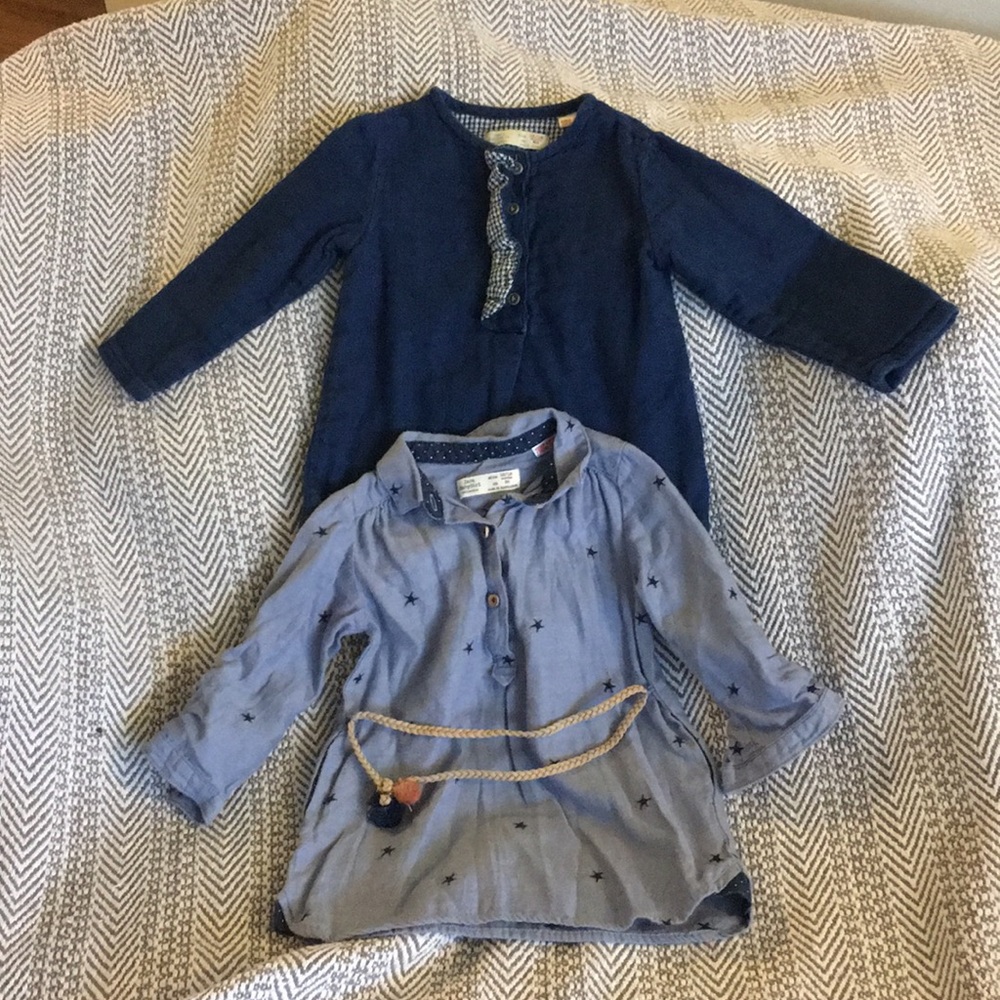 2 blue long shirts